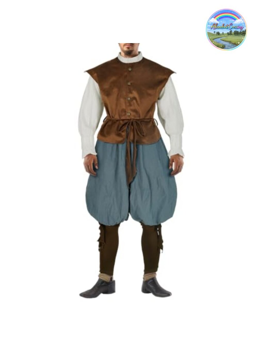 Mens Renaissance Medieval Peasant Costume Linen Cotton 3 Piece Set